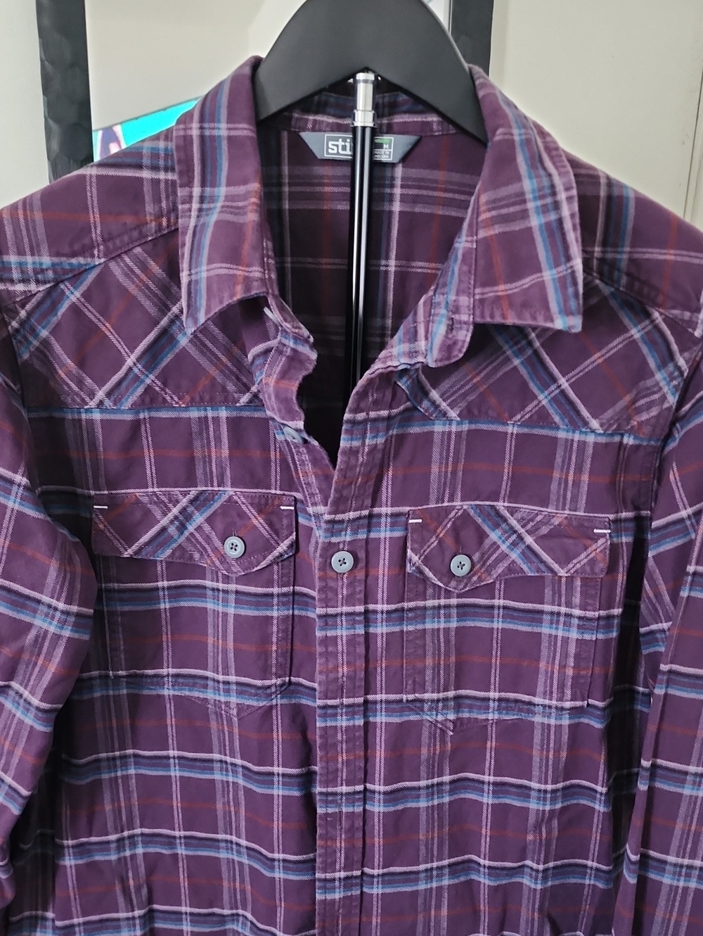 Stio Purple Plaid Button-Down Casual Shirt - Picture 2 of 9